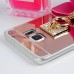 Samsung Galaxy S6 Edge Plus - Bling Bling Soft Fluff Ball Pink Mirror Ring Grip Mount Stand Holder Protective TPU Soft Phone Cover Case